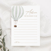 Green Hot Air Balloon Baby Shower Addon Card