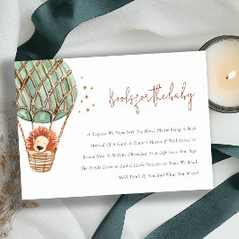 Green Hot Air Balloon Löwenbücher für Babydusche Begleitkarte