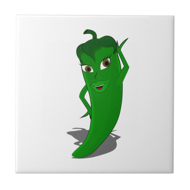 Green Hot Pepper Diva Tile Fliese (Vorderseite)