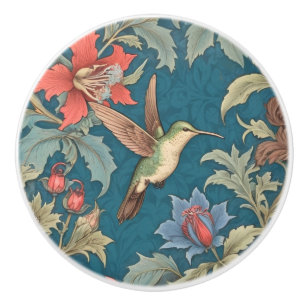 Green Hummingbird Bird William Morris Stil Keramikknauf