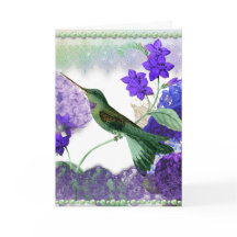 Green Hummingbird mit Blume, Spitzen, Perlkarte