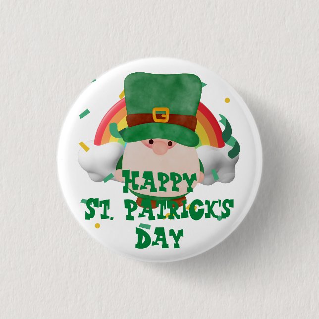 Green Hut Glück Kleeblatt St. Patrick's Day Button (Vorderseite)