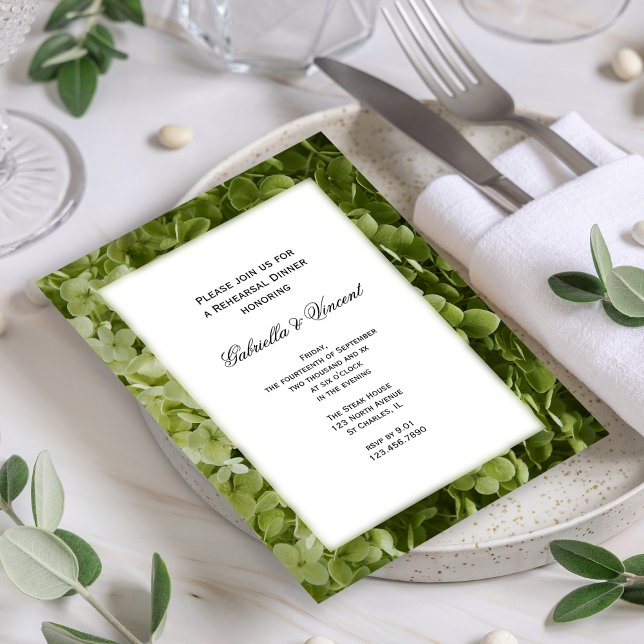 Green Hydrangea Blume Hochzeit Probe Dinner Einladung (Von Creator hochgeladen)