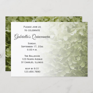 Green Hydrangea Blume Quinceanera Einladung