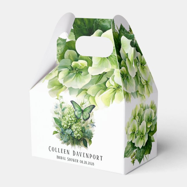 Green Hydrangea Floral Butterfly Brautparty Geschenkschachtel (Vorderseite)