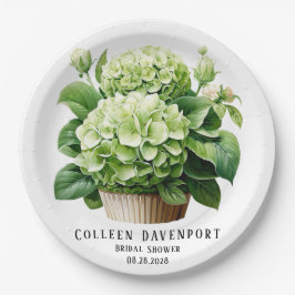 Green Hydrangea Floral Butterfly Brautparty Pappteller