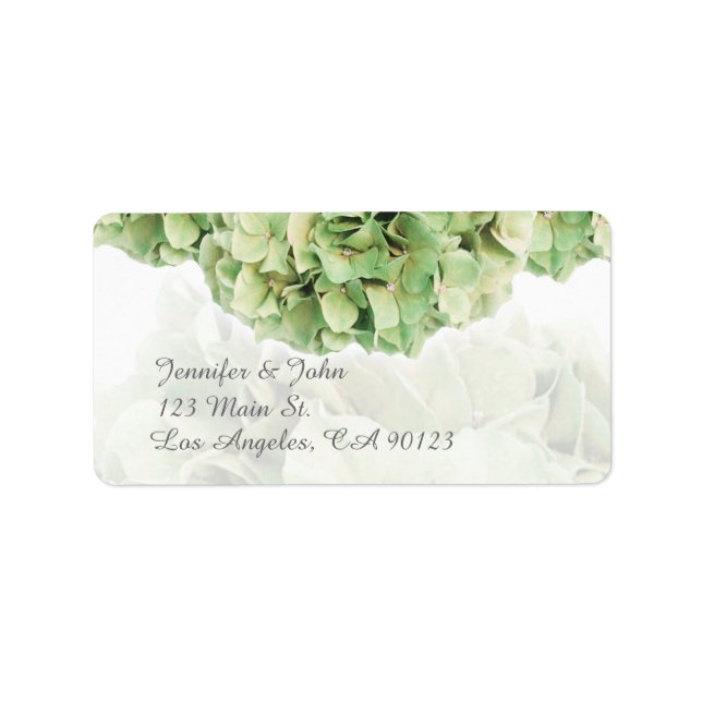 Green Hydrangea Hochzeitsstifter Rücksendeadressen Adressaufkleber (Vorne)