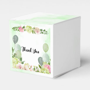 Green Hydrangea Pink Floral Sage Ballon Custom Geschenkschachtel