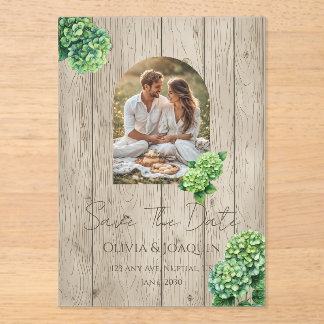 Green Hydrangea Wedding Invitation Acryleinladungen