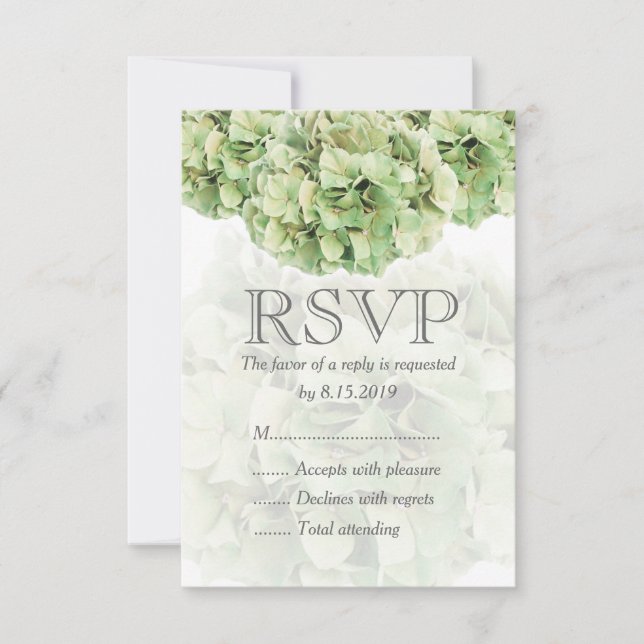 Green Hydrangea Wedding RSVP Card Karte (Vorderseite)