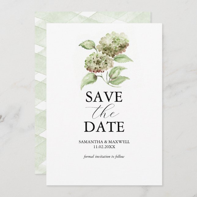 Green Hydrangea Wedding Save The Dates Save The Date (Vorne/Hinten)