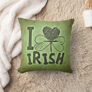 Green I Liebe Irish Kleeblatt Cloue Kissen