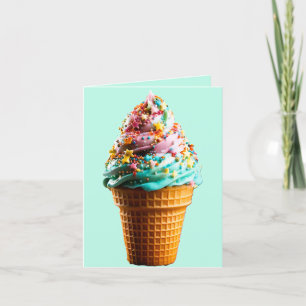 Green Ice Creme Cone Dankeskarte