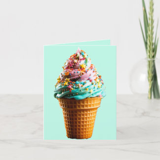 Green Ice Creme Cone Dankeskarte