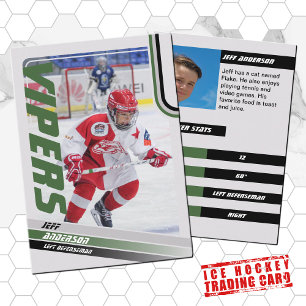 Green Ice Hockey Trading Card Telefonnummerkarte
