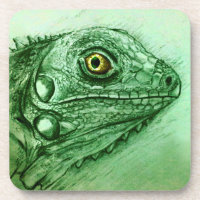 Green Iguana 6 Untersetzer Set, realistisch Zeichn