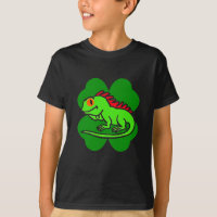 Green Iguana mit vierblättriges Kleeblatt