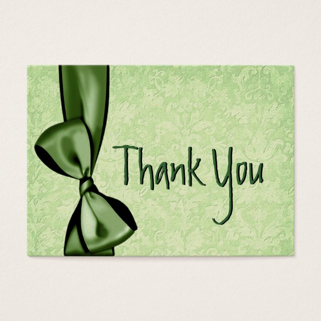 GREEN Imitate Bow and Damask Wedding Danke (Vorderseite)