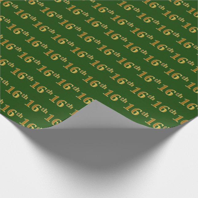 Green, Imitate Gold 16. (sechzehnte) Veranstaltung Geschenkpapier (Ecke)