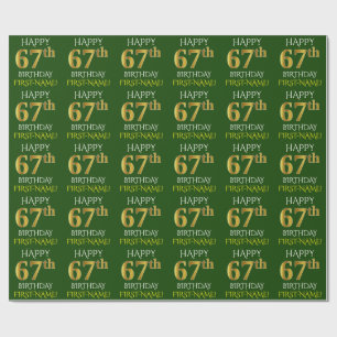 Green, Imitate Gold "HAPPY 67. GEBURTSTAG" Geschenkpapier