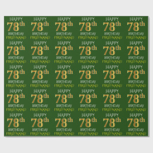 Green, Imitate Gold "HAPPY 78. GEBURTSTAG" Geschenkpapier