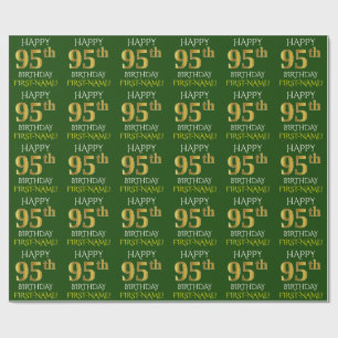 Green, Imitate Gold "HAPPY 95. GEBURTSTAG" Geschenkpapier