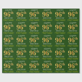 Green, Imitate Gold "HAPPY 96. GEBURTSTAG" Geschenkpapier