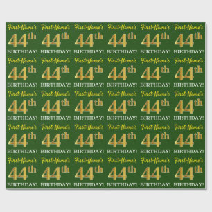 Green, Imitation Gold Look "44. GEBURTSTAG" Geschenkpapier