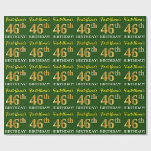 Green, Imitation Gold Look "46. GEBURTSTAG" Geschenkpapier