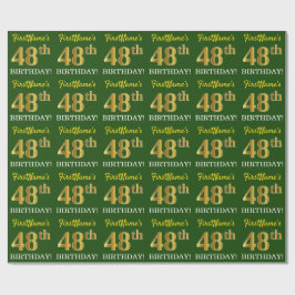 Green, Imitation Gold Look "48. GEBURTSTAG" Geschenkpapier
