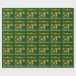 Green, Imitation Gold Look "58. GEBURTSTAG" Geschenkpapier
