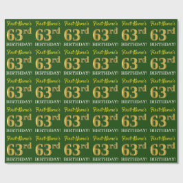 Green, Imitation Gold Look "63. BIRTHDAY" Geschenkpapier