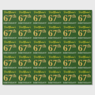Green, Imitation Gold Look "67. GEBURTSTAG" Geschenkpapier