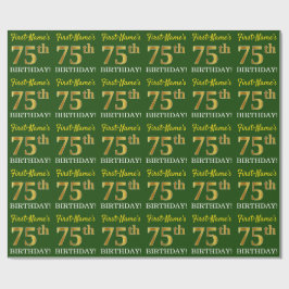 Green, Imitation Gold Look "75. GEBURTSTAG" Geschenkpapier