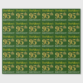 Green, Imitation Gold Look "95. GEBURTSTAG" Geschenkpapier