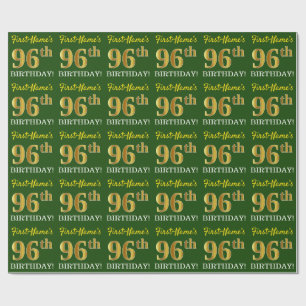 Green, Imitation Gold Look "96. GEBURTSTAG" Geschenkpapier