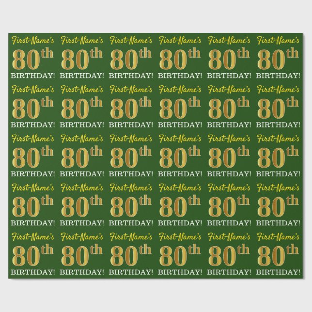 Green, Imitation Gold sehen "80. GEBURTSTAG" aus Geschenkpapier (Flach)