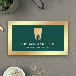 Green Imitats Gold Foil Tooth Zahnarzt Visitenkarte