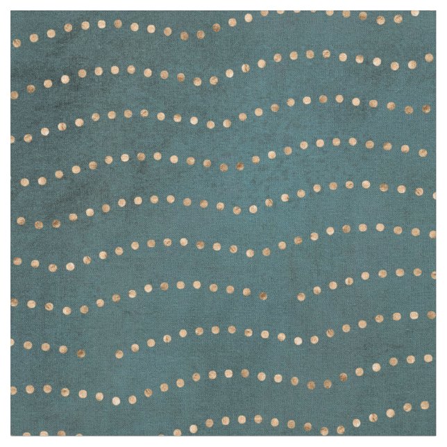 Green & Imitats Gold Waves Fabric Stoff (Nahaufnahme)