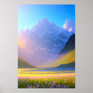 Green in Snowy Mountains Poster