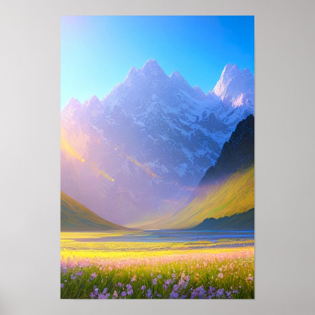 Green in Snowy Mountains Poster (Vorne)