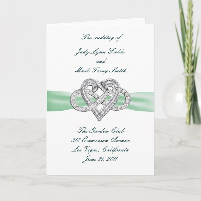 Green Infinity Heart Programmkarte Programm (Vorderseite)