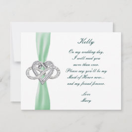 Green Infinity Heart Trauzeugin Card Einladung