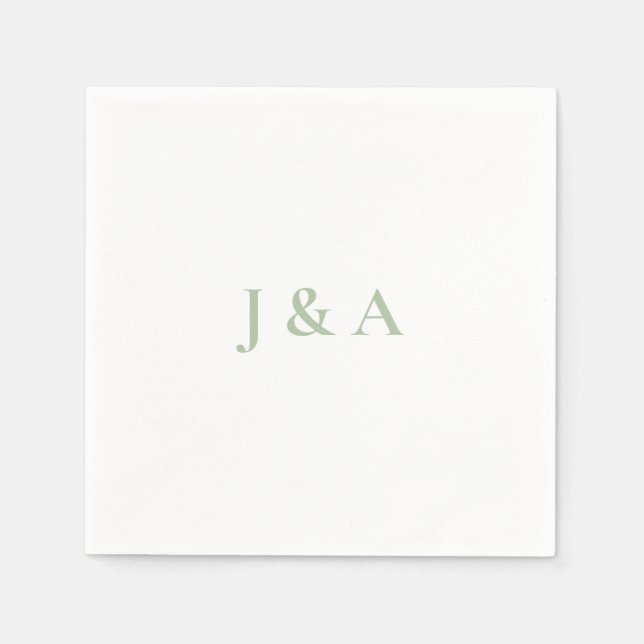 Green Initials Wedding Napkin Serviette (Vorderseite)