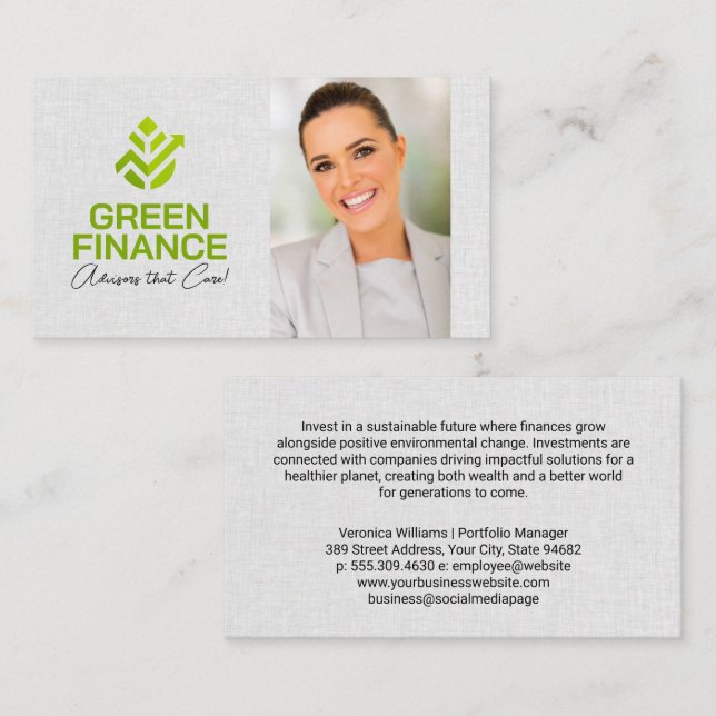 Green Investing Logo | Financial Advisor Visitenkarte (Vorne/Hinten)