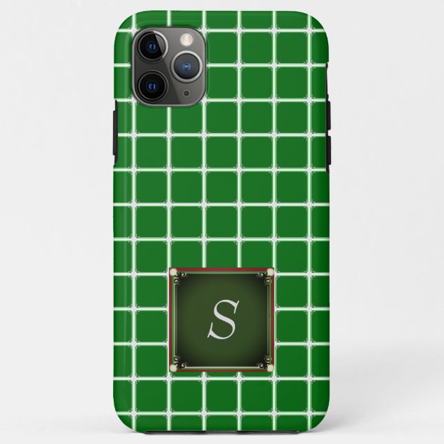 Green iPhone Case Square Muster Monogram (Rückseite)