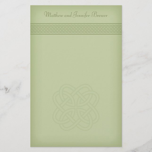 Green Irish Celtic Knot Personalisiert Stationary Briefpapier (Vorderseite)