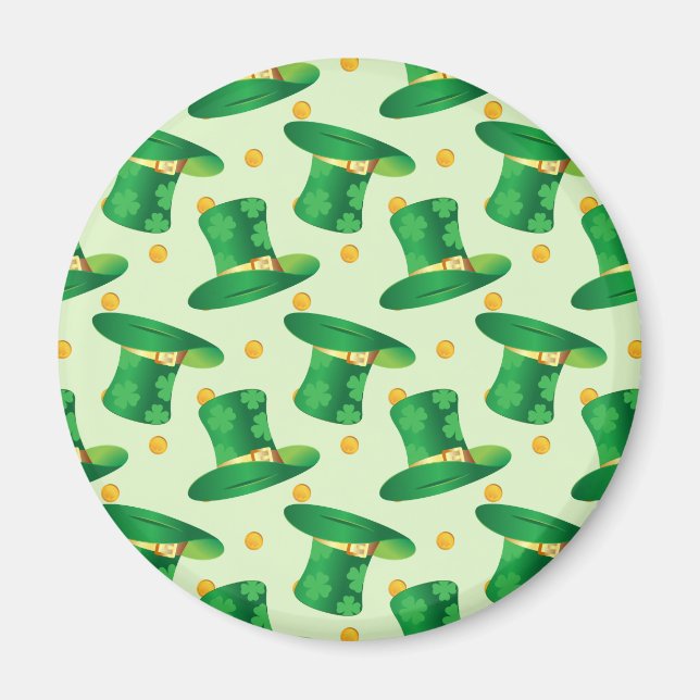 Green Irish Hat-Muster , Art Patrick's Day Design Magnet (Vorne)