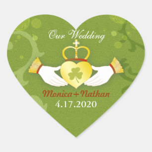 Green Irish Heart Shape Wedding Einladung Herz-Aufkleber
