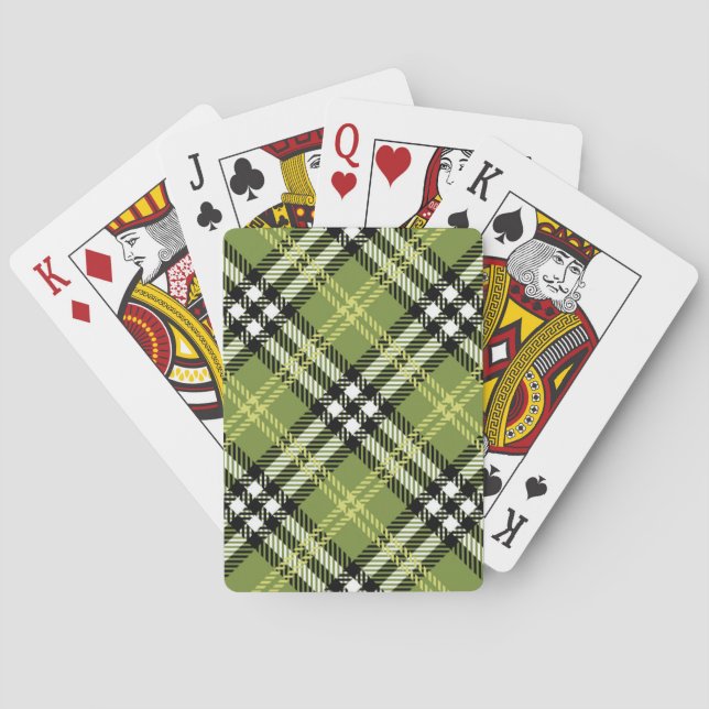 Green Irish Kariert Pattern Spielkarten (Rückseite)